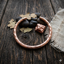 Hammered Solid Copper Cuff - Pure Copper Arthritis Therapy Adjustable Bracelet