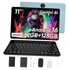 11 Inch Tablet with Keyboard, Android 16 Tablets, 32GB 128GB, 1TB Blue Set