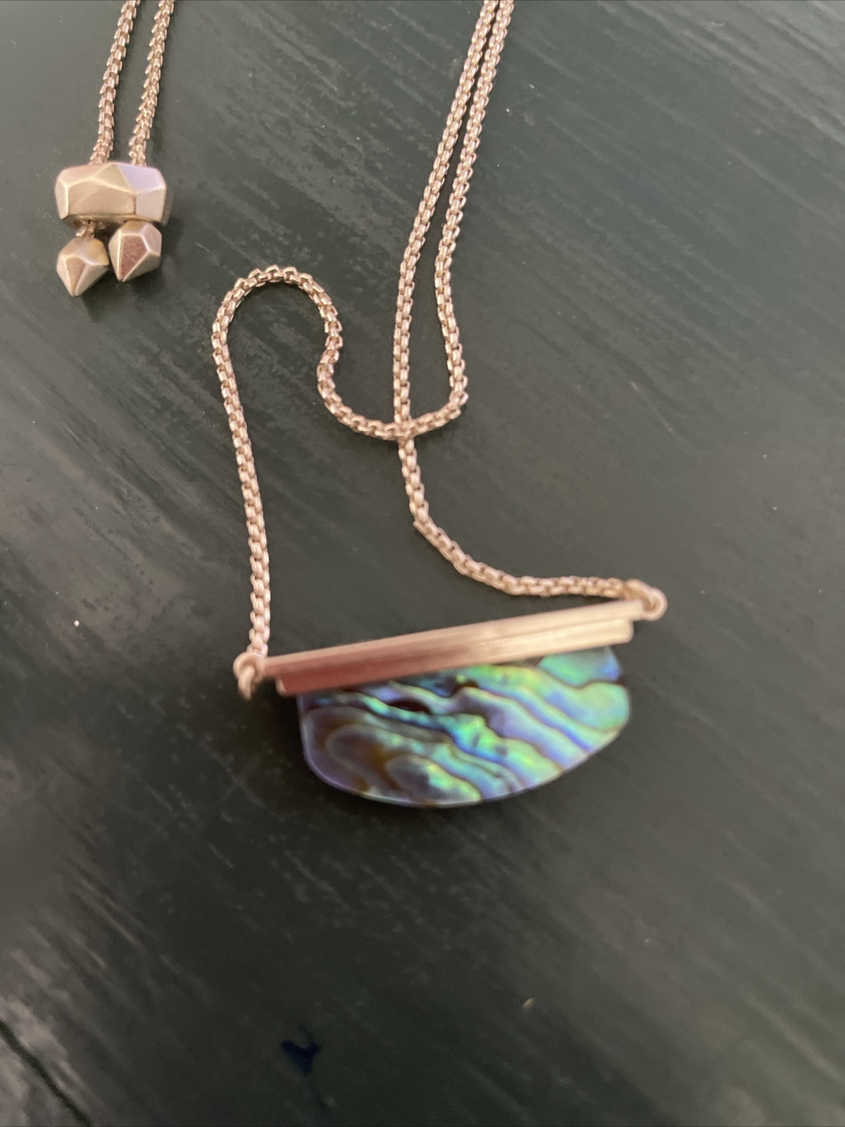 Kendra Scott Abalone Necklace Statement Blue Shel… - image 3