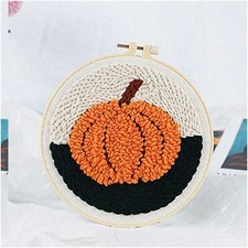 Pumpkin Pizzazz Punch Needle Kit - DIY Cross Stitch Hoop for Handcraft Embroider
