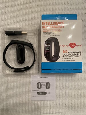 M3 INTELLIGENCE HEALTH BRACELET Black Band Unsealed Open Box