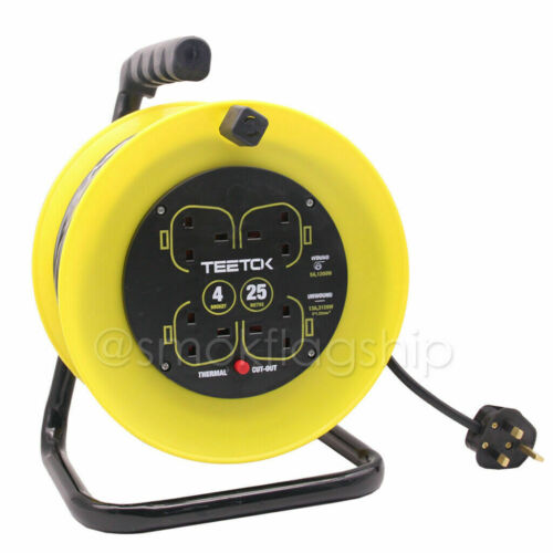 4 WAY 15-50M HEAVY DUTY CABLE EXTENSION REEL LEAD GANG MAINS SOCKET ELECTRICAL - Picture 8 of 14
