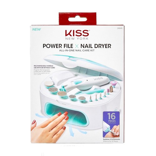 Kiss Power File X Nail Dryer All In One Care Kit Rechargeable Handle 16 Pieces - Picture 4 of 9