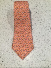 Vineyard Vines Martha's vineyard boys tie orange fish 100 silk made in USA 48x3