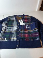 Polo Ralph Lauren Cardigan Sweater Kids 6X Plaid Embroidered Logo Button Front