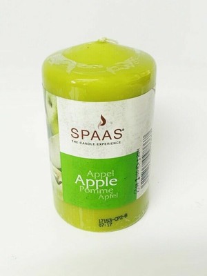 2x Apple Scented Fragrance Coloured Pillar Spaas Candles Home