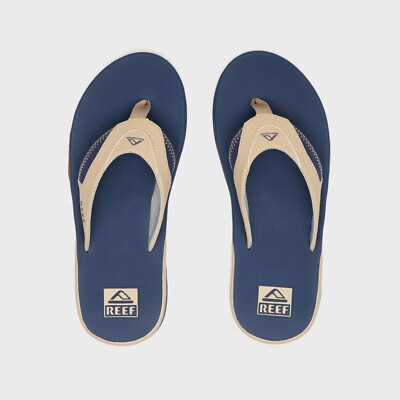 REEF Mens Fanning Flip Flops Tan/Navy/Tan Beach/Summer Sandals  UK