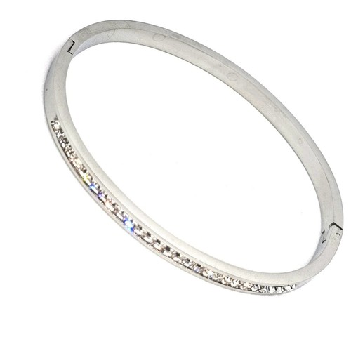 50) Bracciale Rigido Sottile Argentato con Brillantini - Elegante e Lucente - Foto 12 di 24