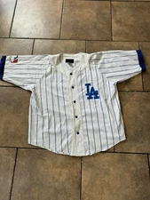 Vintage Los Angeles Dodgers Baseball Jersey Shirt Striped Front&back Large