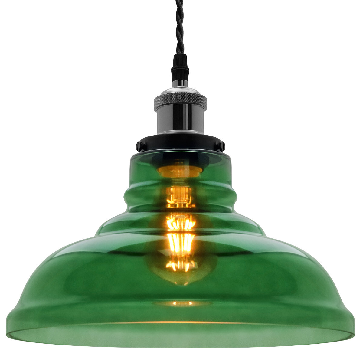 Industrial Smoked Green Glass Ceiling Pendant Light Bowl Lamp Shade K422