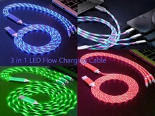 3 in 1 LED Fast Charging Cable Adapter For iPhone Micro USB Type C Charger cable