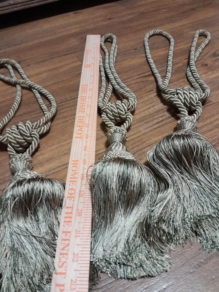 Borla cortina cortina cortina grande cuerda trenzada borla corbata verde oliva resistente Foto 2 de 4