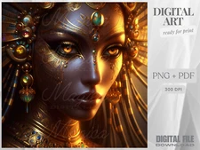 Egyptian Goddess Queen, Fantasy, Mythology, Digital AI Art, Wall, Poster, Print