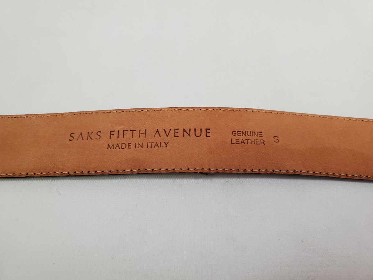 SAKS FIFTH AVE Vintage Western Leather Belt-Italy-L Saks 5th Avenue Blue Karung Textured Leather Belt - 27 | eBay main image 2