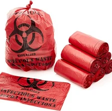 10 Gallon Biohazard Bag for Infectious Waste Trash Liners, Red
