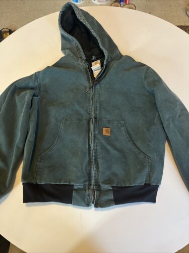 Carhartt Vintage Green Canvas Hooded Jacket Large - Picture 1 of 6