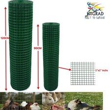 1"x1" PVC Coated Welded Wire Mesh Aviary Fencing Fence Chicken Rabbit Garden UK