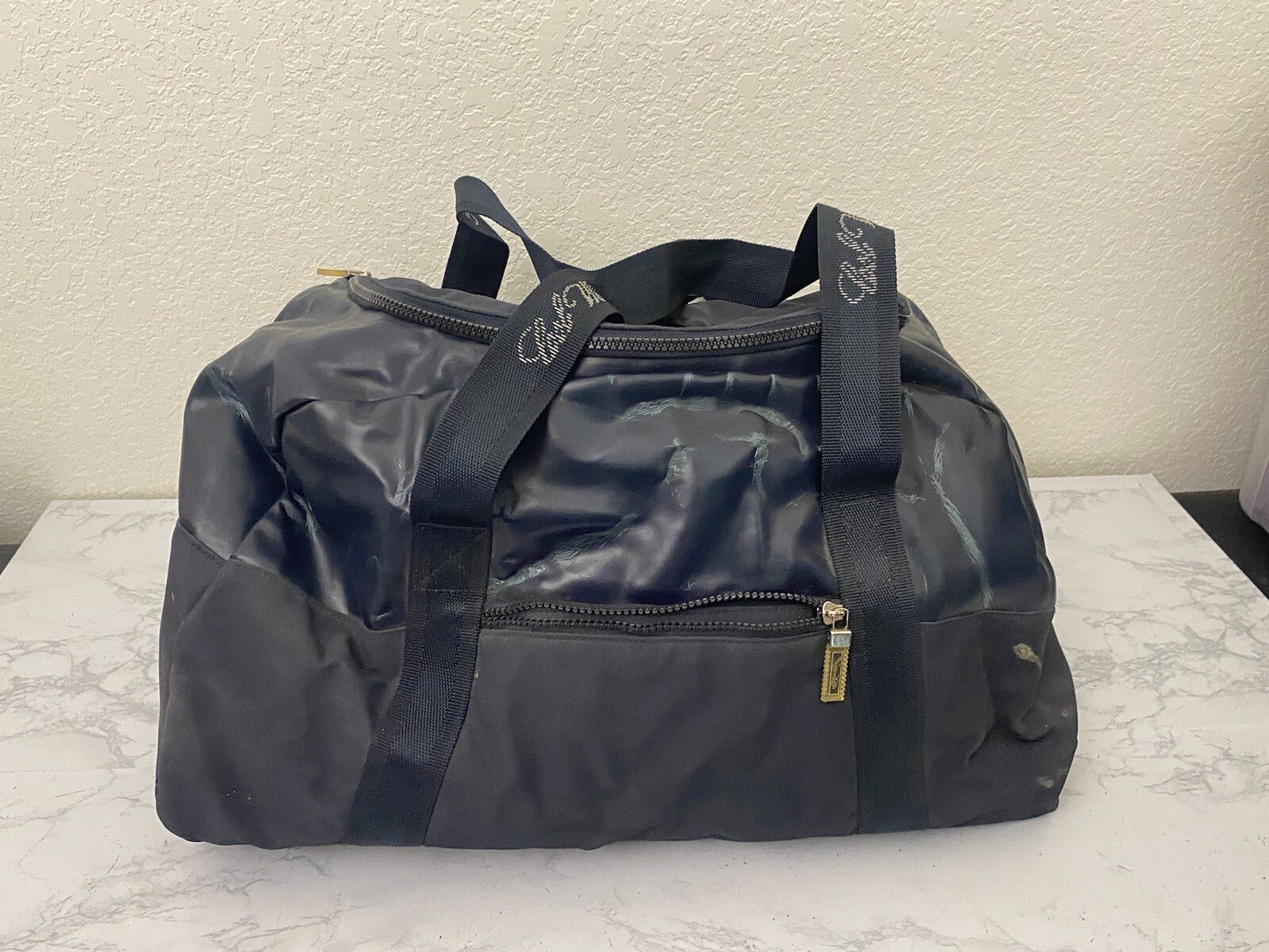 Vintage DAVIDOFF COOL WATER Rolling Duffle Travel Bag Luggage Zip Blue
