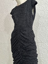 1980s/90s Sexy Fishtail Body Con Mini dress-black-silver Sparkle Vamp-Small-