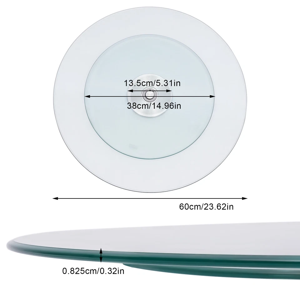 Круглый проигрыватель 23,62 дюйма, вращающаяся сервировочная пластина из закаленного стекла - Изображение 2 из 4