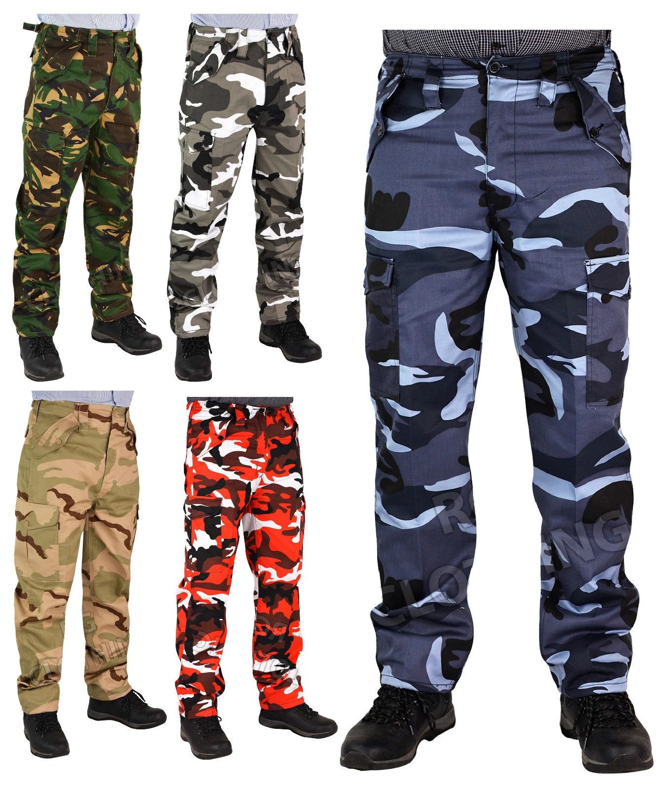Men's Big Size Army Cargo Combat Work Trousers/Pants Size 28-62