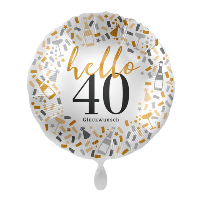 Folienballon Geburtstag Hello 40 rund 45cm Helium Geschenk Party Geburtstag Deko