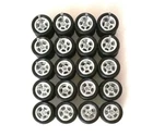 5 Spoke Long Axle Rubber Tire  - 10 sets JDM (Chrome) 10 mm 1:64