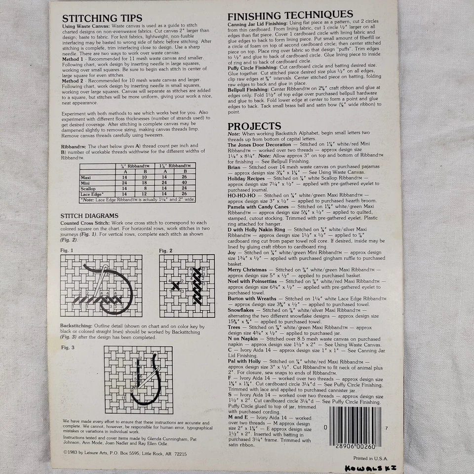 1983 Vtg Christmas Alphabets Gifts Needlepoint Cross Stitch Leisure Arts #260 - Image 2 of 4