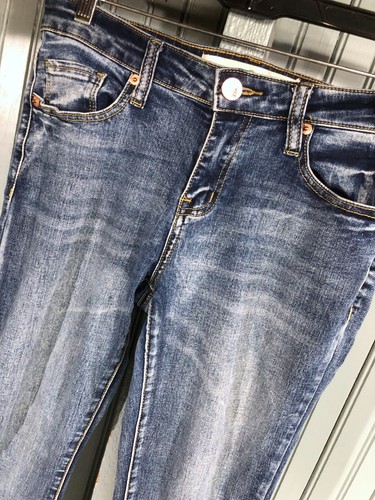 Ashley Mason Size 7 Distressed Womens Blue Denim Stretch Jeans - Foto 3 di 9