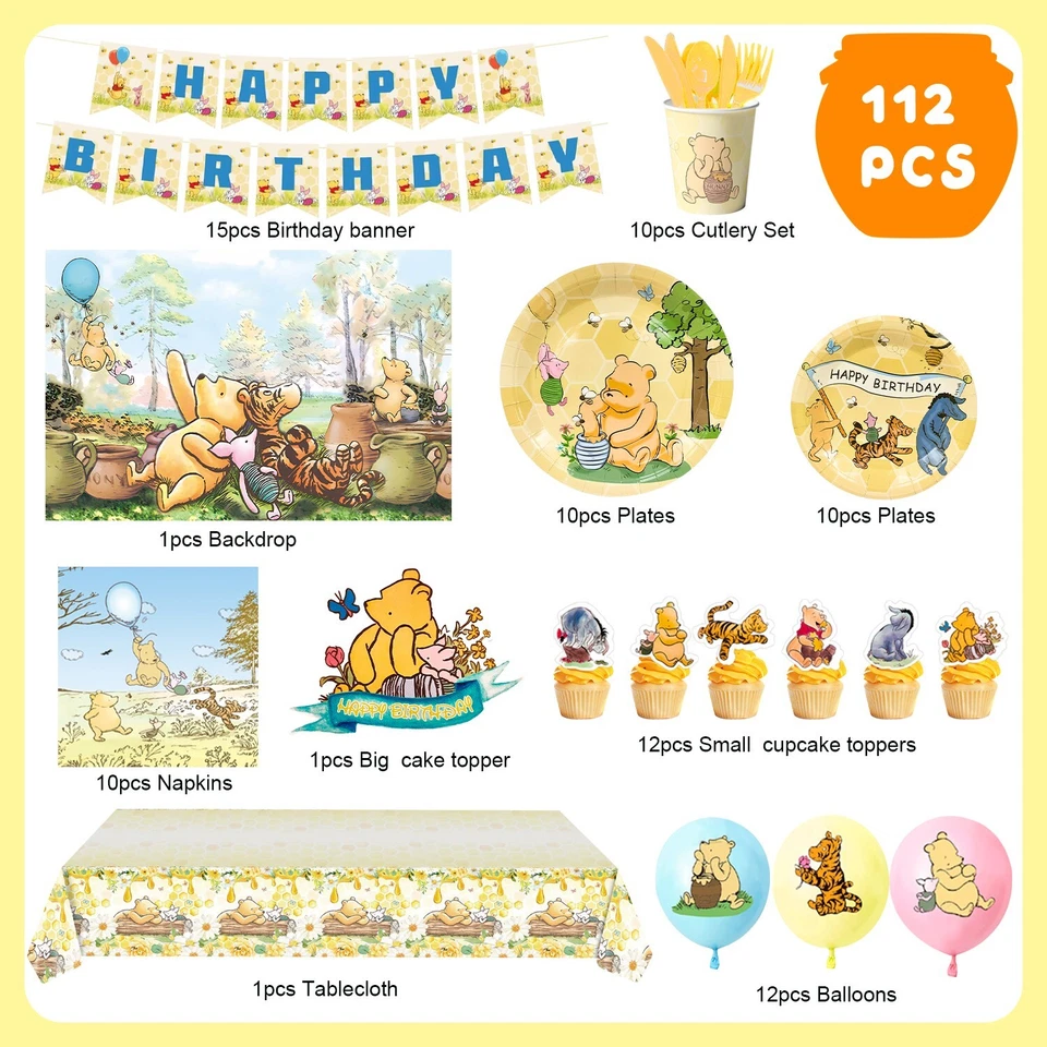 Украшения для вечеринки на день рождения Winnie The Pooh товары для мальчика и девочки - Изображение 2 из 4