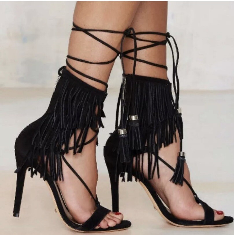 Women's SCHUTZ Kija Black Suede High Heel Gladiator Sandals Women's SCHUTZ Kija Black Suede High Heel Gladiator Sandals