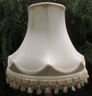 Vintage 12½" Ivory Coloured Scalloped Empire Bell Round Satin Lampshade Tassels