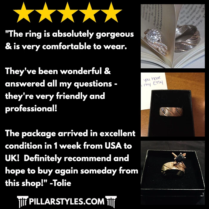 6毫米玫瑰金戒指大马士革钢戒指男式结婚戒指-独特的大马士革戒指 — 第 4/4 张图片