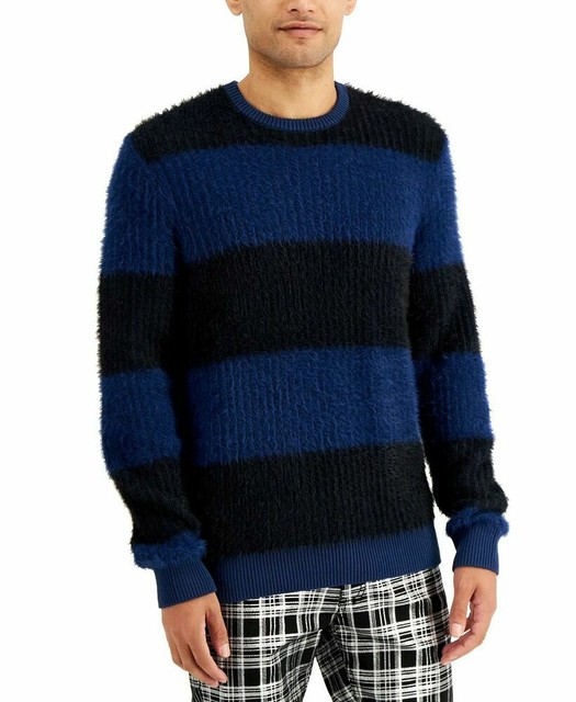 Timeless Navy Fuzzy Striped Sweater 