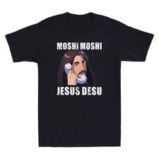 Moshi Moshi Jesus Desu Funny Jesus Calling Meme Humor Quote Retro Men's T-Shirt