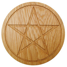 Solid Oak Wood Wicca Pentacle Paten Plate Wiccan Witchcraft Altar Ritual Tools