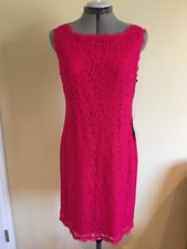 NWT Adrianna Papell Square Neck Lace Lipstick Sheath Dress Size 12