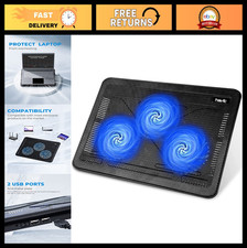 Slim Portable Laptop Cooler Pad for 15.6"-17" Laptops - USB Powered, 3 Fans, Bla