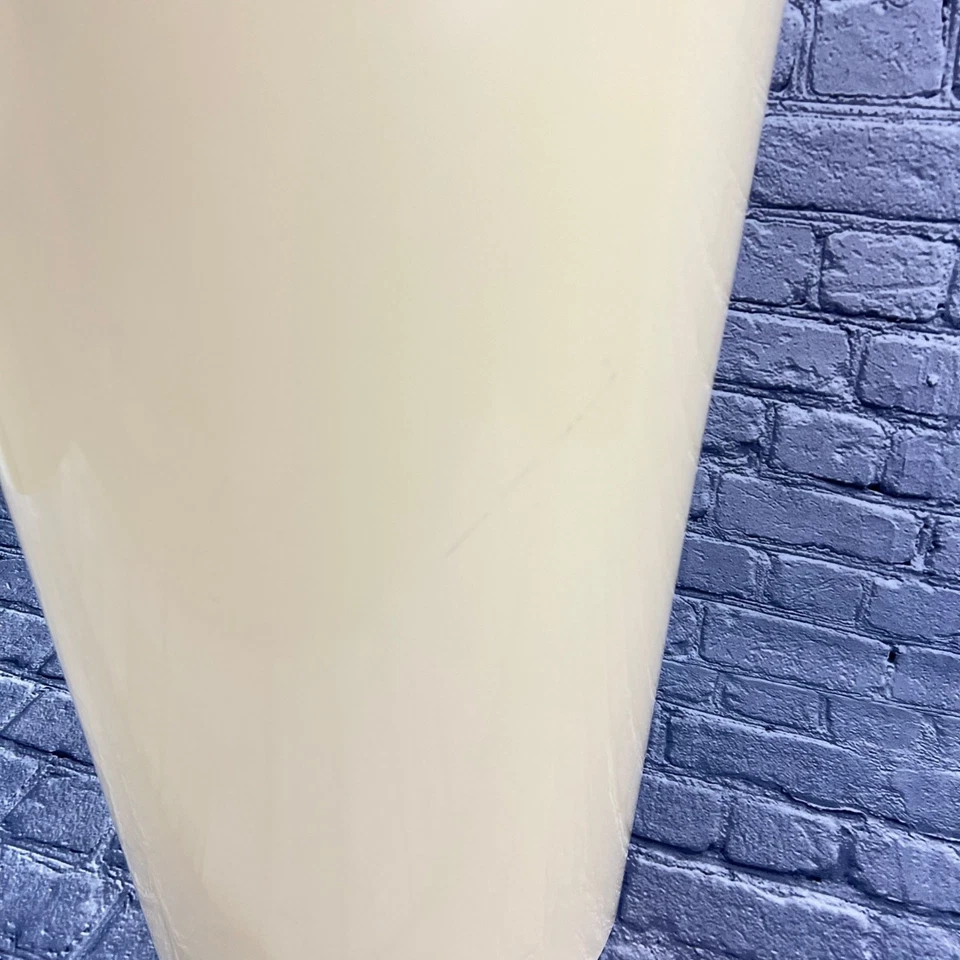 VTG 1960s Mid Century LAUNDRY HAMPER Waste Basket Flower Scalloped Lid White Tan - Image 2 of 4