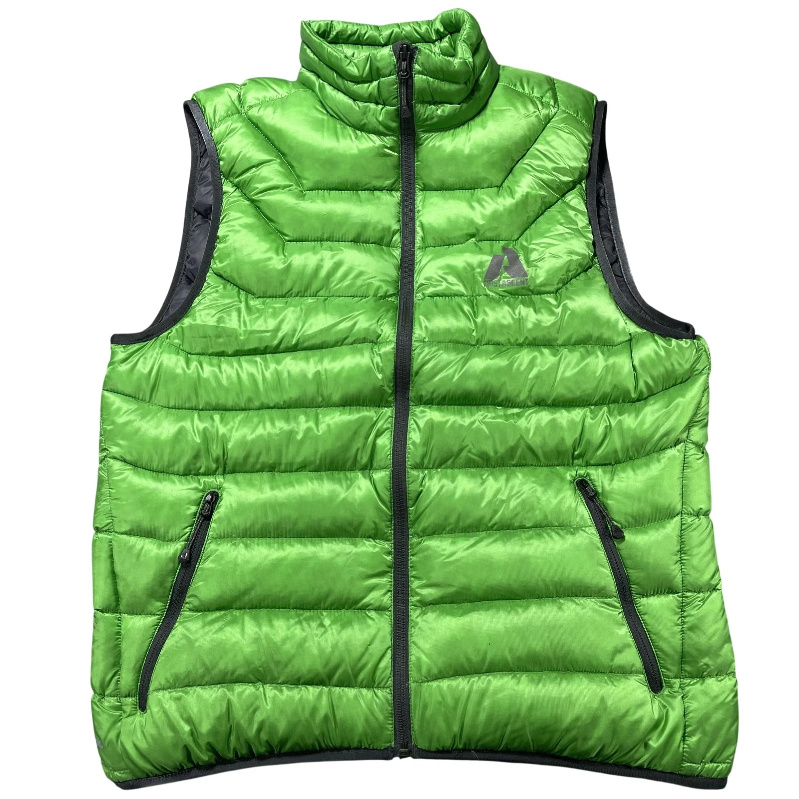 Eddie Bauer First Ascent Vest Mens Medium Green Goose Down Puffer Full Zip EB800
