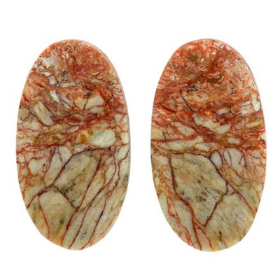 Natural Leopard Skin Jasper Pair 13.8x25.4x4 mm Oval Shape Gemstone LS30-07017