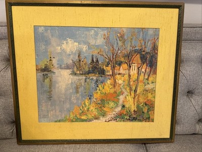 MCM  French Impressionist Reconstructed Painting   Pierre Barat Signed Framed