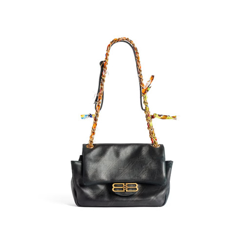 BALENCIAGA Darling Chain Mini $2850 Black Leather Shoulder Bag New & Authentic