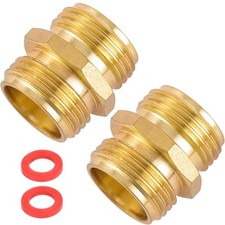 Garden Hose Connector, Male to Male Hose Adapter, 2 Pack 3/4 Inch Brass Water Ho