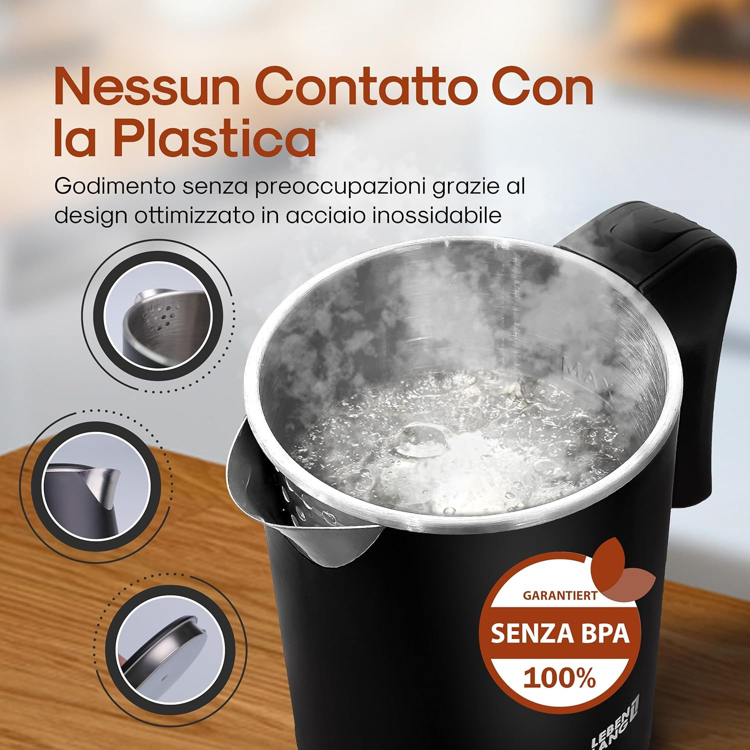 Mini Bollitore Elettrico da Viaggio 600W Inox | Compatto e Potente - 3