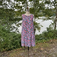 LOFT Womens Daisy Tie Back Flounce Dress Sleeveless Round Neck Floral M