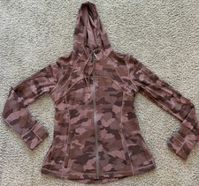 Lululemon Define Hooded Jacket Camo Roasted Brown Multi Nulu Full Zip Size 12