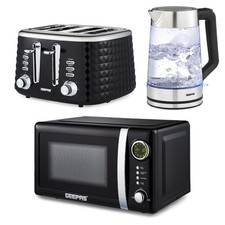 GEEPAS Digital 20L Microwave, Illuminating 1.7L Kettle & 4 Slice Toaster Set