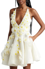 Zimmermann Matchmaker Daisy Mini Dress Plunging V-Neck Ivory Size 2 / US 8