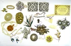(x20) Vtg. Costume Jewelry Collection Rhinestone Brooch Sterling Silver - B2